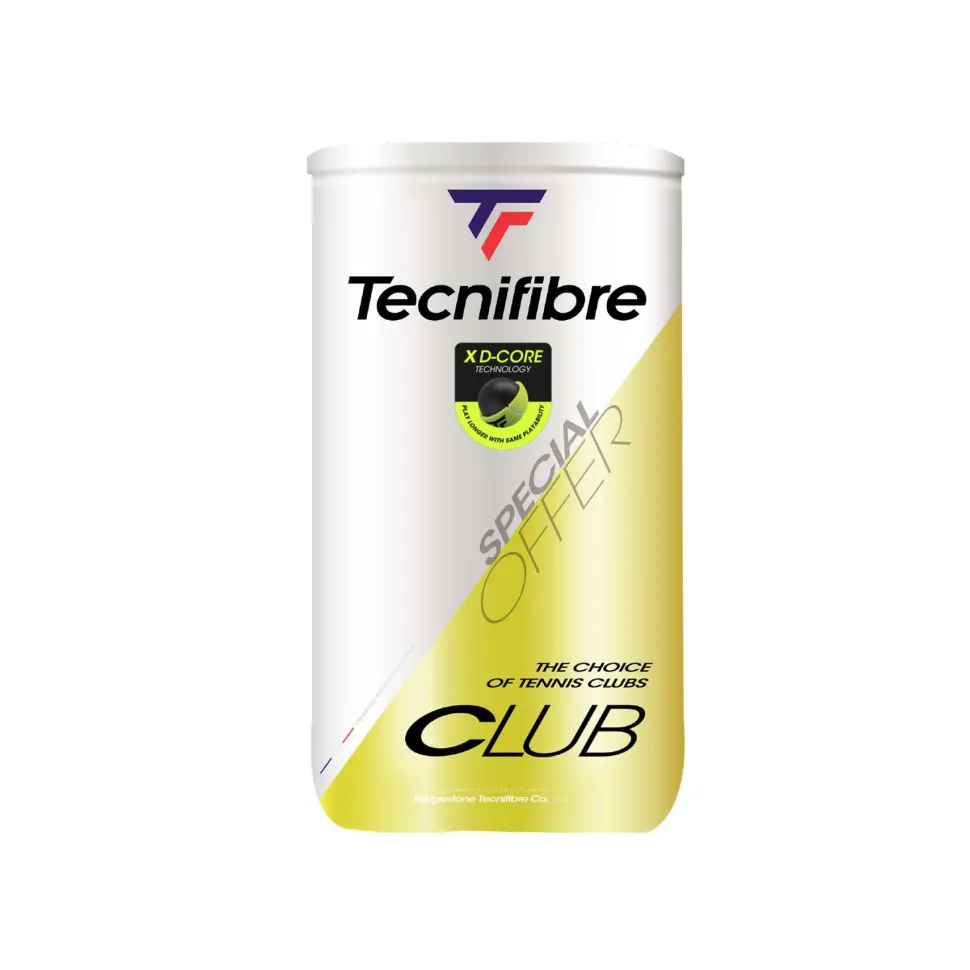 Tecnifibre CLUB : CARTON DE 18 BIPACKS DE TUBES DE 4 BALLES DE TENNIS