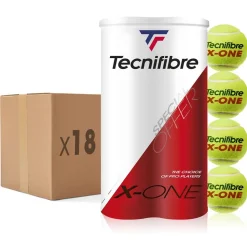 Tecnifibre X-ONE : CARTON DE 18 BIPACKS DE TUBES DE 4 BALLES DE TENNIS