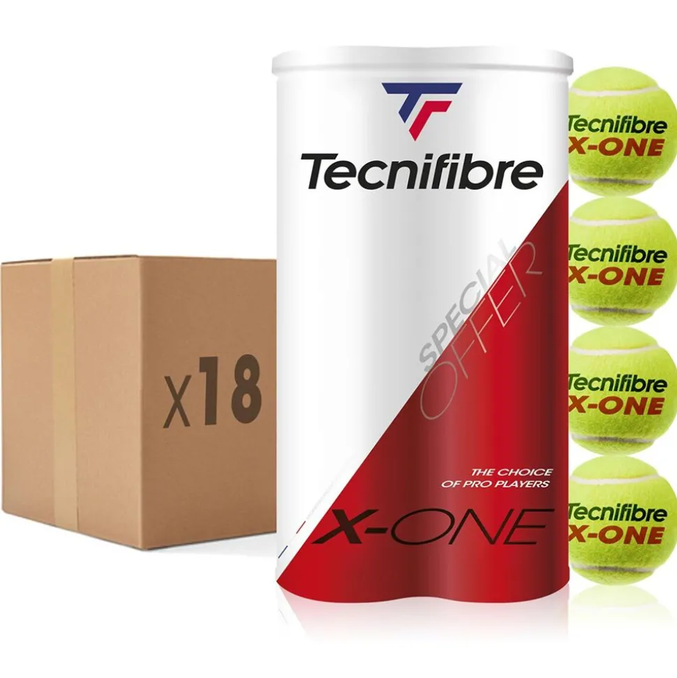Tecnifibre X-ONE : CARTON DE 18 BIPACKS DE TUBES DE 4 BALLES DE TENNIS